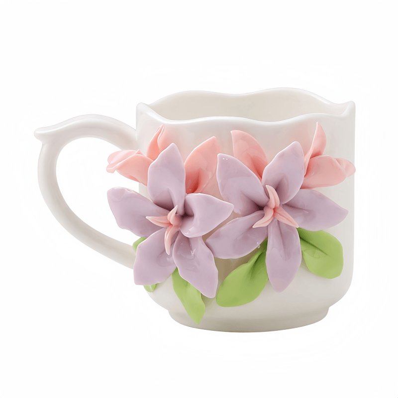 Charaktervolle Lilienbouquet Keramik Tasse